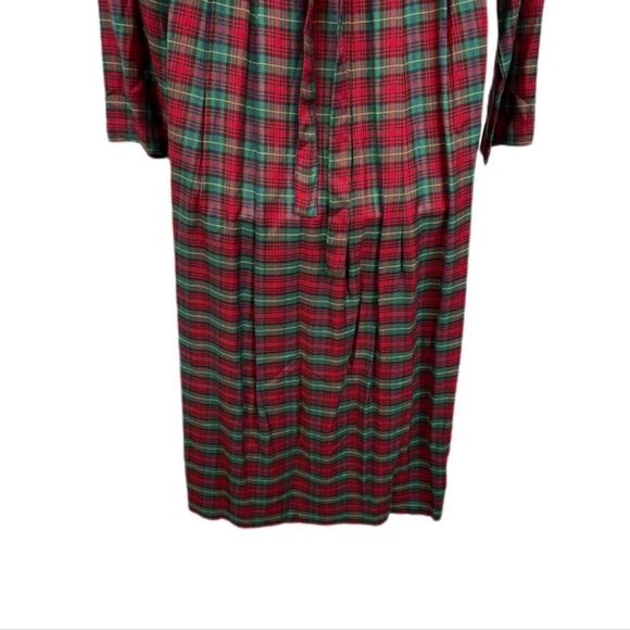 80’s 90’s Vintage Plaid Christmas Maxi Dress 8 Pockets Velvet Embellishments - Picture 9 of 15